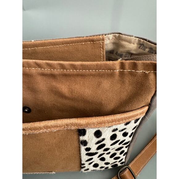 Sixtease Crossbody Bag Leather, Cowhide, and Canvas Spotted Print Boho, Western - Picture 5 of 7